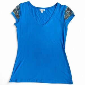 Cache Y2K Bedazzled Short‎ Sleeve Top